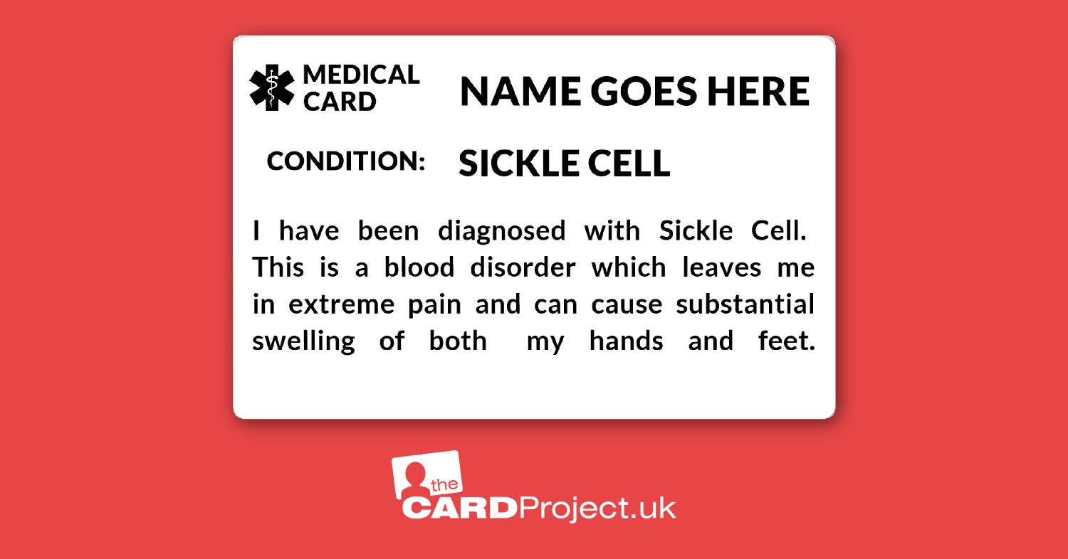 Sickle Cell Awareness Mono Medical ID Alert Card (FRONT)